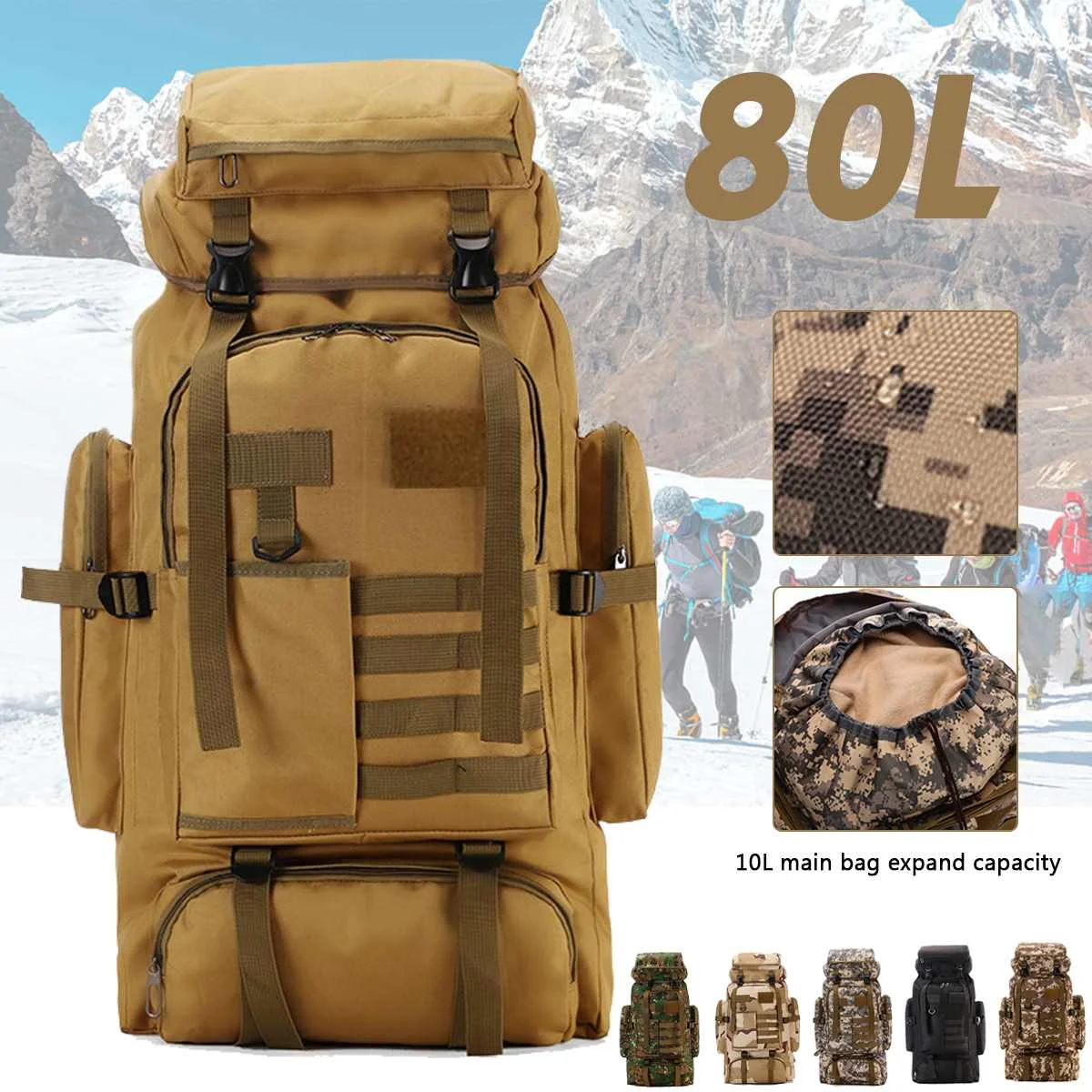 80l Large Waterproof Military Tactical Backpack Outdoor Hiking Climbing  Camping Bag Camouflage Backpack Men Travel Rucksack - Backpacks - AliExpress