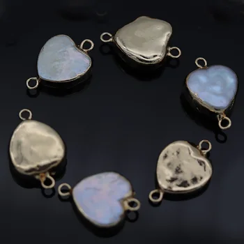 

5pcs Heart-shaped Natural Freshwater Pearl Connector Pendants for Jewelry Making DIY Necklace Bracelet Accessories Size 15x15mm
