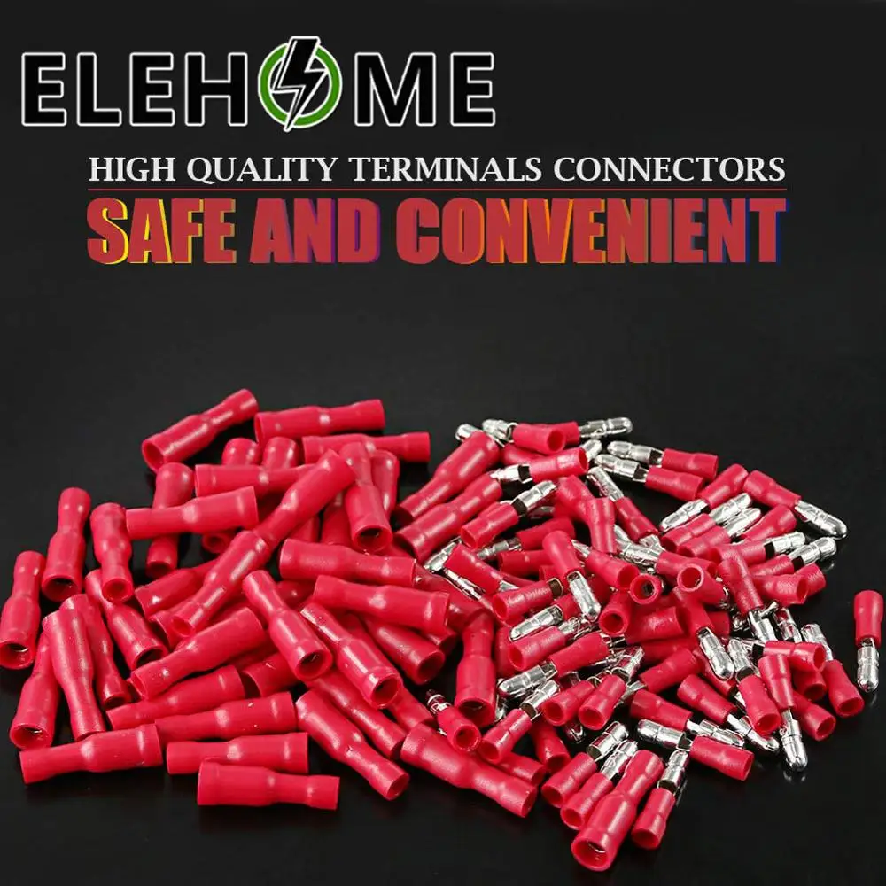 

50 X Red Male Female Bullet Connector Crimp Terminals Wiring Connector XF30