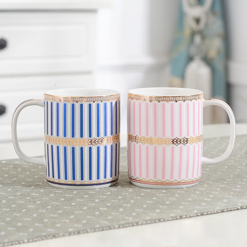 Striped Couple Cup Принадлежности для ванной комнаты, набор из пяти предметов, керамика, для полоскания рта, чашка для мытья, зубная щетка для пар, чашки, европейский светильник, роскошь - Цвет: Striped Couple Cup