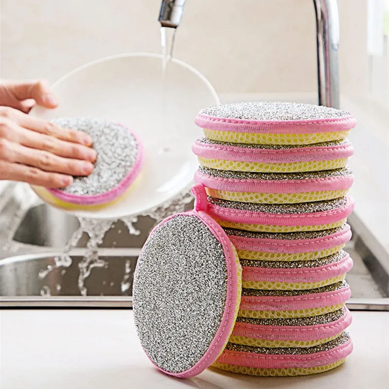1/3/5Pcs Double Side Dishwashing Sponge Pan Pot Dish Wash Sponges