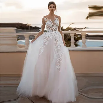 

Elegant Half Sleeves Backless Sexy Wedding Dress Bridal Dress Court Train Appliques Wedding Gown Robe De Mariee Custom Made