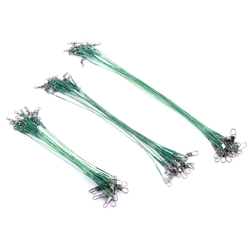 

72Pcs Fishing Lure Line Steel Front Wire Leader with Swivel Fishing Wire Leash Fishing Accessories 15/20/25Cm