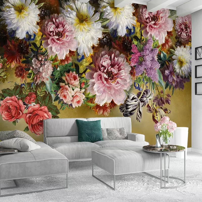 Custom-Any-Size-3D-Wall-Mural-Wallpaper-Painting-European-Style-Retro-Hand-Painted-Floral-Flowers-Living (2)