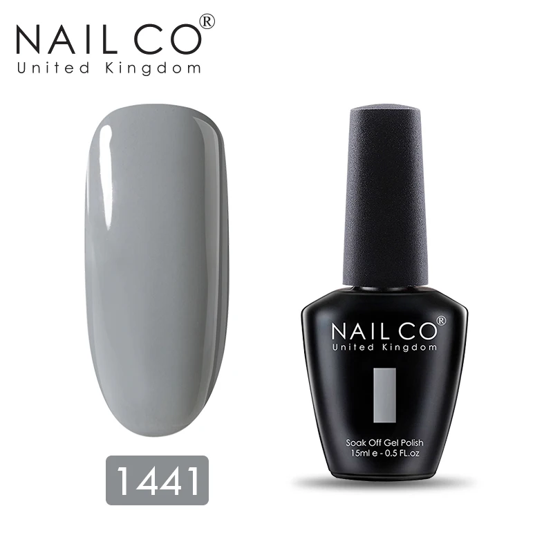 NAILCO серый лак для ногтей, 150 цветов, замачиваемый лак, Гель-лак, набор для маникюра, верхнее покрытие, гель для ногтей, 15 мл - Цвет: 1441