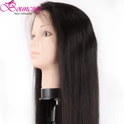 Подпрыгивающие волосы прямые полные парики шнурка 200% плотность бразильские волосы Remy парики с волосами младенца натуральные черные для