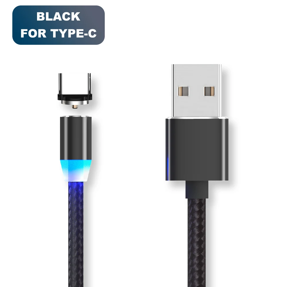 Vanniso 1 м 2 м Магнитный USB кабель для iPhone X samsung xiaomi магнитное зарядное устройство Micro usb type C мобильный телефон Быстрая зарядка USB шнур - Цвет: Black for Type C