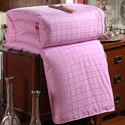 Розовый 100%Mulberry Silk Comforter Pretty Comfortable Bedding Silk Quilts 100%Cotton Fabric Cover Custom-made Thin/Thick Silk Blankets - Цвет: Розовый