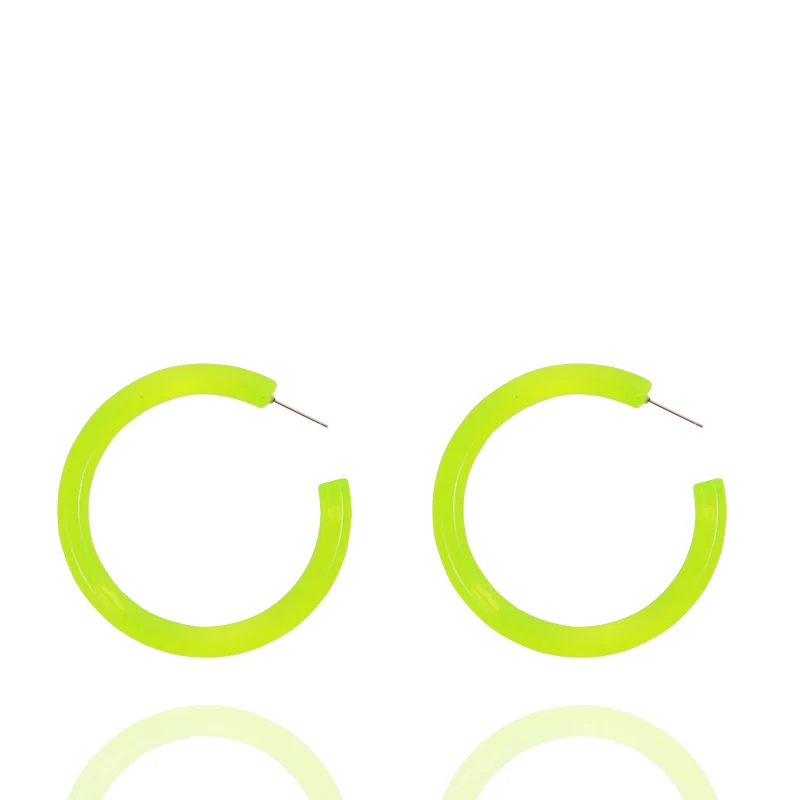 grass green big Новые красочные акриловые серьги-кольца для женщин эффектные простые женские серьги Перфорированный Круглый зеленый этнические серьги подарки для друзей - Окраска металла: grass green big