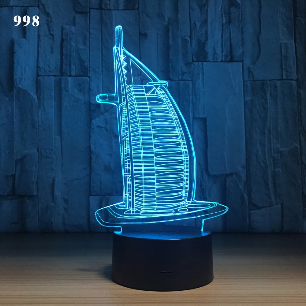 Известный строительный архитектурный замок мост Маяк 3D Ночная лампа акриловая