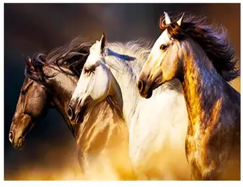 

full round diamond embroidery horses animals mosaic painting drawing rhinestones puzzle picture decor wall stickers new arrival