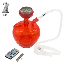 Акриловый кальян чашка яблочный кальян набор со светодиодный светильник из нержавеющей стали чаша держатель для угля Sheesha Chicha кальян 4 цвета