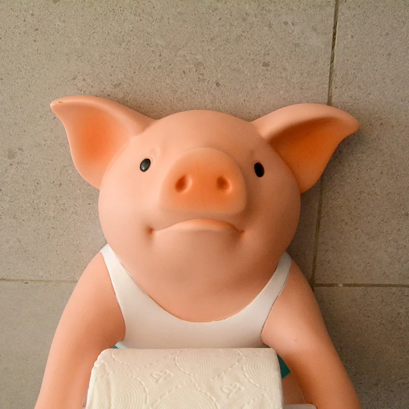 PVC Pig Style Toilet Paper Holder Punch-Free Hand Tissue Box Household Paper Towel Holder Reel Spool Device Bathroom Accessory toilet paper holder