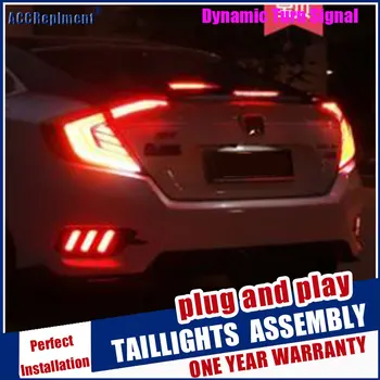 

Dynamic turn signal taillight For Honda Civic 10 led Tail light Assembly DRL+Turn Signal+Brake+Reverse+fog lights 2016-2019