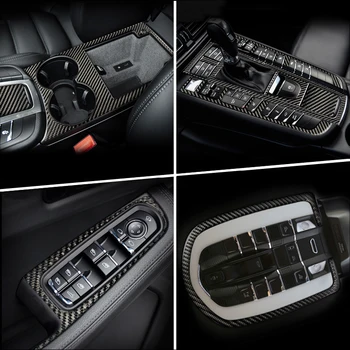 

For Porsche Macan 2014-20 Carbon Fiber Car Gearshift Air Conditioning Outlet CD Panel Frame Cover Trim Sticker Auto Accessories