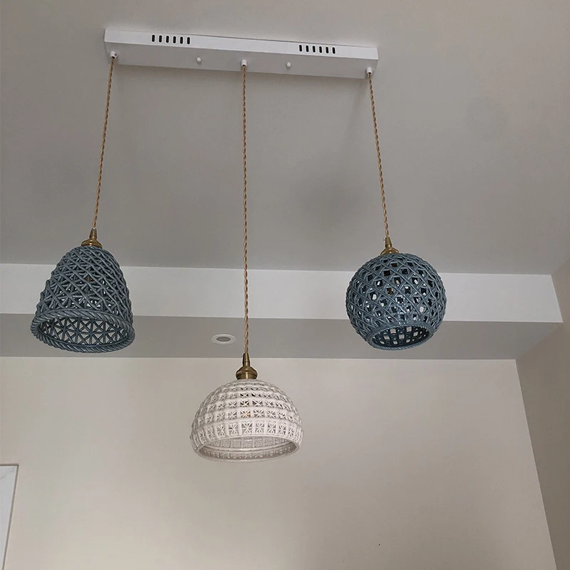 

New Design Home Decor Bar Rattan Led Modern Cage Pendant Lamp Nordic Chandeliers Lustre Pendente lamparas de techo colgante