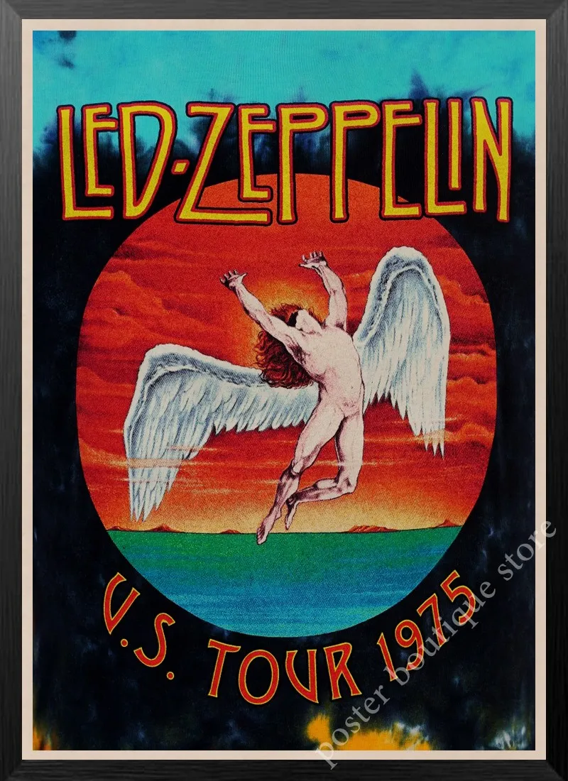 Светодиодный плакат Zeppelin Rock Music, Jimmy Page, rober Plant, винтажный домашний декор, настенные наклейки, 9 процентов/5