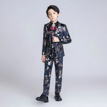 

YuanLu 2019 Kids Suit For Boy Velvet Blazer Jackets For Wedding Party Autumn Winter Flower Boy Formal Boy Suits Children Clothes