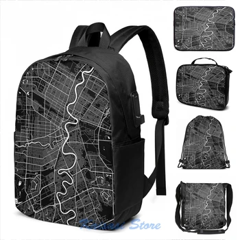 

Winnipeg Canada City Map Minimalism USB Charge Backpack men School bags Women bag Travel laptop bag