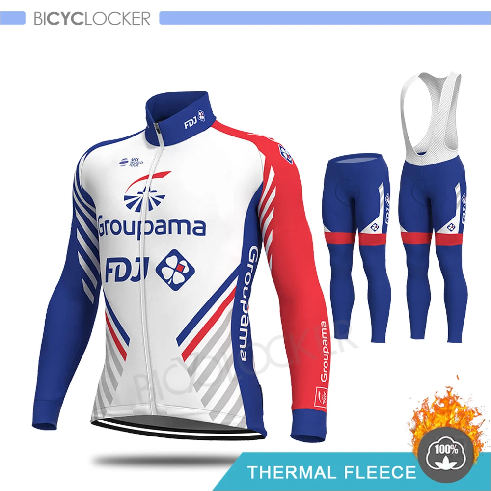 Зимняя одежда для велоспорта FDJ Cycle Set Mans с длинными рукавами, трикотажные изделия, сохраняющие тепло, форма Ropa De Ciclismo Invierno Hombre, термофлис