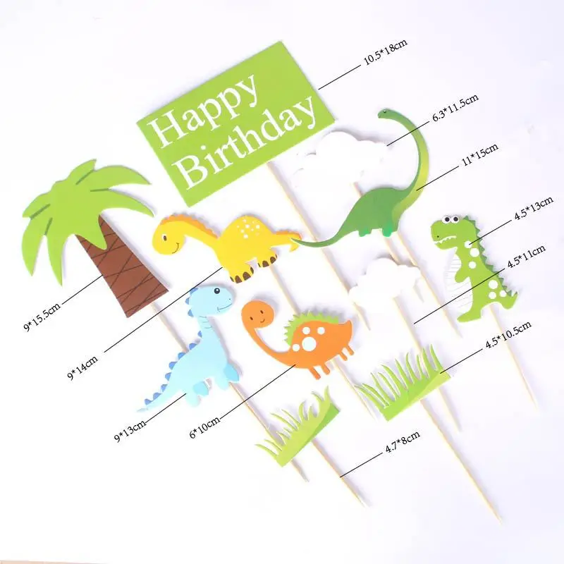 Cakelove милый динозавр торт Топпер кокосовое дерево счастливое украшение для торта ко дню рождения зеленая трава дети партии поставки торт аксессуары - Цвет: as picture