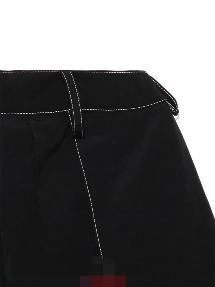 Men's Wide-Leg Pants Pleated Pants Casual Pants Spring And Autumn New Black Car Seam Nine Points Design Fashionable Beach Pants