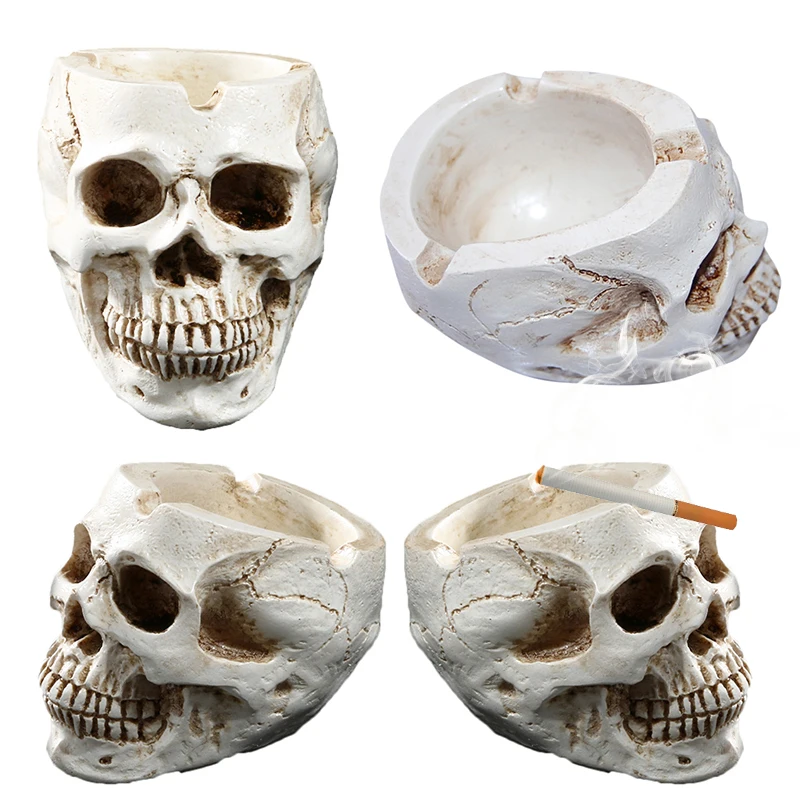 Human Skull Ashtray Cool Creative Halloween Home Office Bar Decor Ashtrays