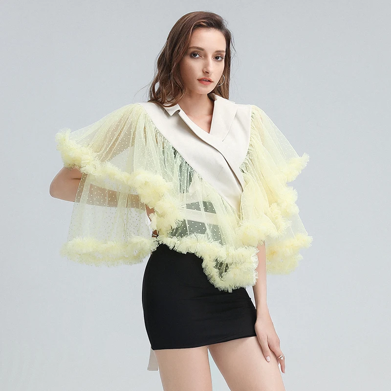 TWOTWINSTYLE Mesh Sexy Patchwork T Shirt For Women