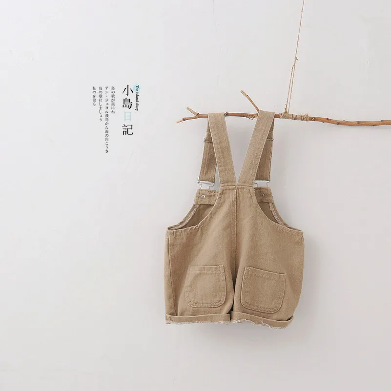 Japanese Style Kids Overalls Comfortable Brief Suspenders Shorts