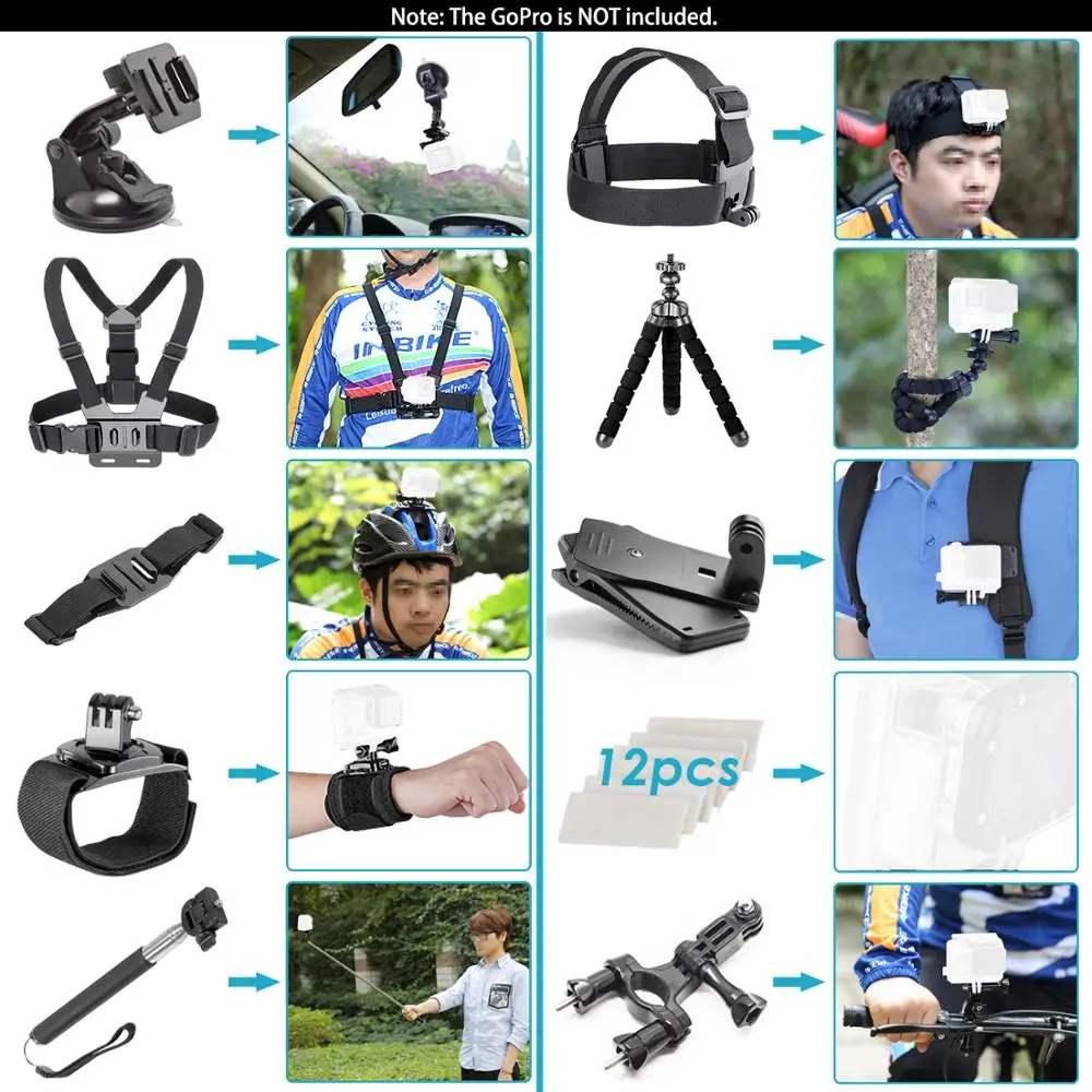 Neewer for GoPro Accessories Set for Go Pro Hero 8 7 6 5 4 Black Mount for Xiao Yi 4k Mijia Case for Sjcam Action Camera-3