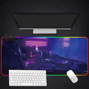 

RGB Mouse Pad Large Gaming Luminous Waterproof Non-slip Rubber Desk Mat Punk Anime Mousepad Computer Laptop Keyboard Desk Pad