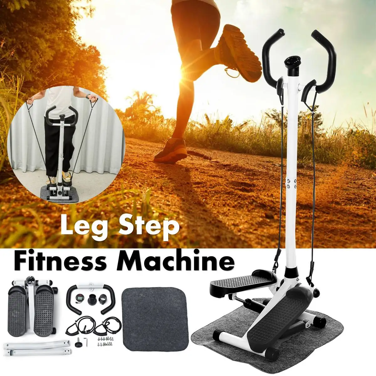 

Multifunctional Indoor Stepper Home Gym Weight-loss Leg Fitness Step Machine LCD Monitor Handle Bar Work Adjustable Height