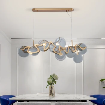 

Modern Smoky Gray Glass Chandelier for Living Room Dining Room Rectangle Kitchen Island Indoor Lighting Metal, Clear Crystal E14