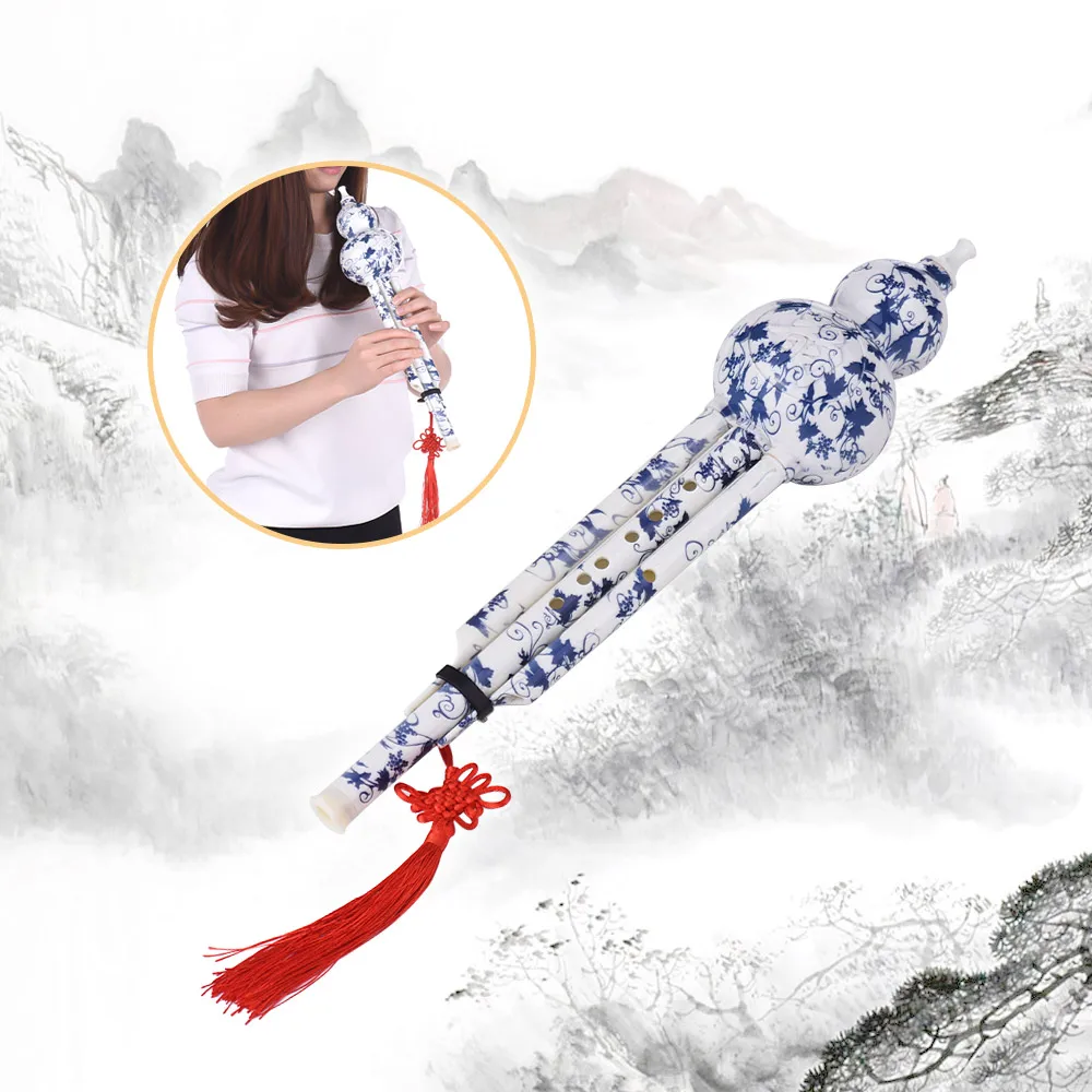 C Key Hulusi Cucurbit Flute Bottle Gourd Китайский традиционный инструмент с китайским узлом чехол