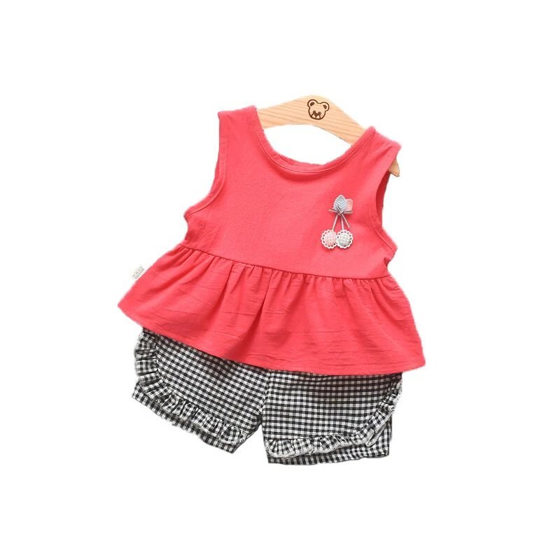 BibiCola/комплект одежды для маленьких девочек, летний спортивный костюм для малышей Одежда для младенцев спортивный комплект из 2 предметов для девочек, жилет+ шорты, костюм