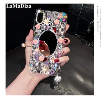 

Luxury Bling Diamond 3D Mirror Glitter Bling Crystal Flower Cover Case For Xiaomi mi 5S 6 8 Lite 9 SE 5X 6X A2 MAX2 MAX3 MIX3