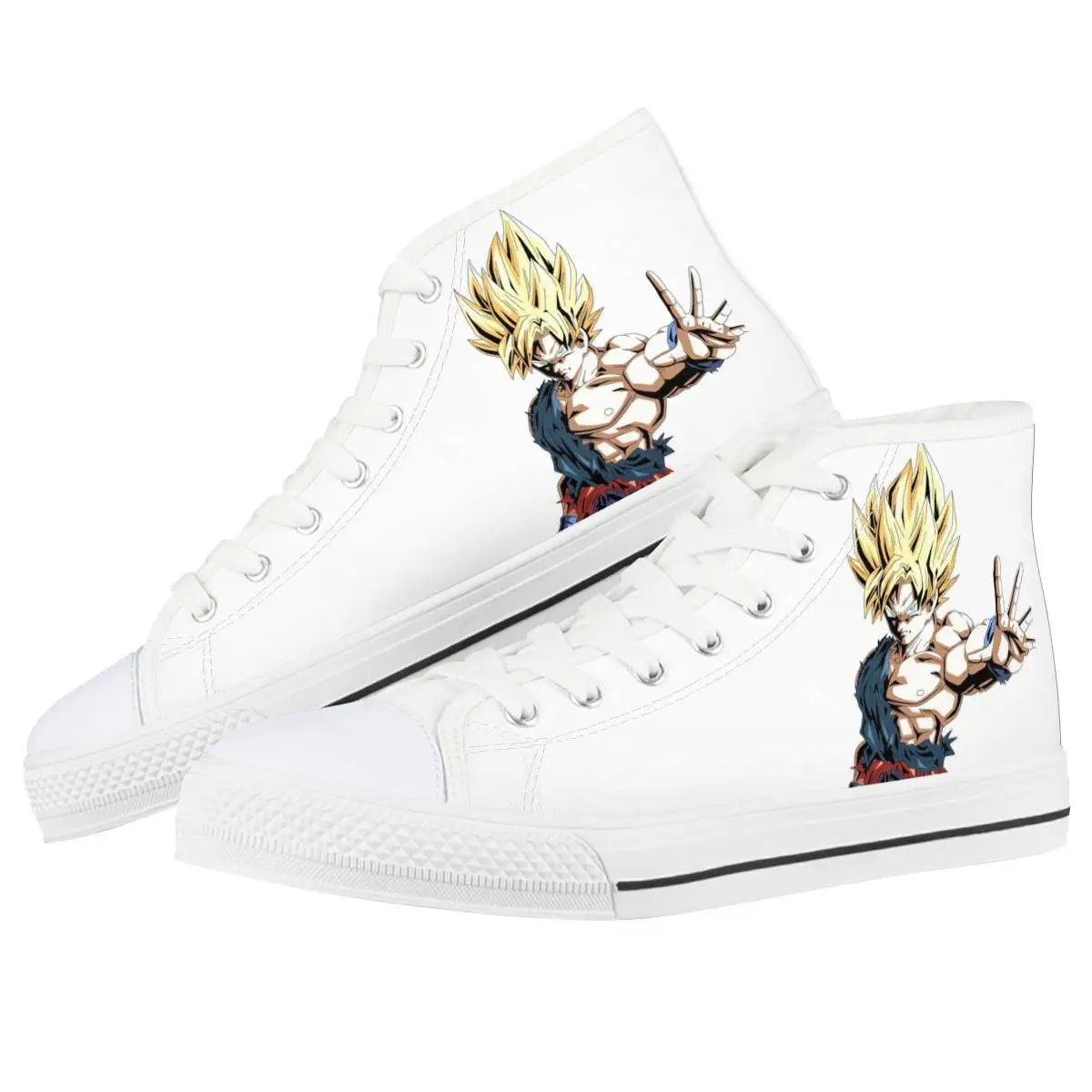 Мужская обувь из вулканизированной ткани с высоким берцем «Dragon Ball Z»; очень удобная повседневная обувь в стиле аниме «Saiyan Goku Son Gohan»; белые туфли