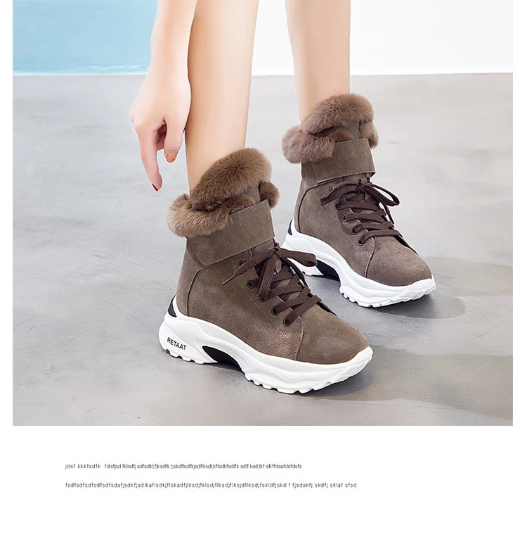 Women ankle boots genuine leather warm plush winter shoes women snow boots non-slip hook&loop women boots botas mujer