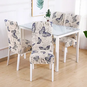 

1/2/4/6 Pcs Spandex Stretch Elastic Seat Covers Printed Chair Cover Used For Wedding Party Home Kitchen Dining Room