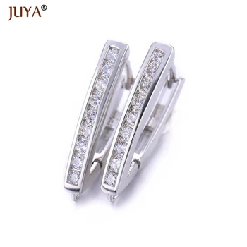 

1 Pair 24mm*13mm Creative Bar Shape Inlaid Zircon Rhinestone Earring Hooks Findings Handmade DIY Making Earrings Fittings