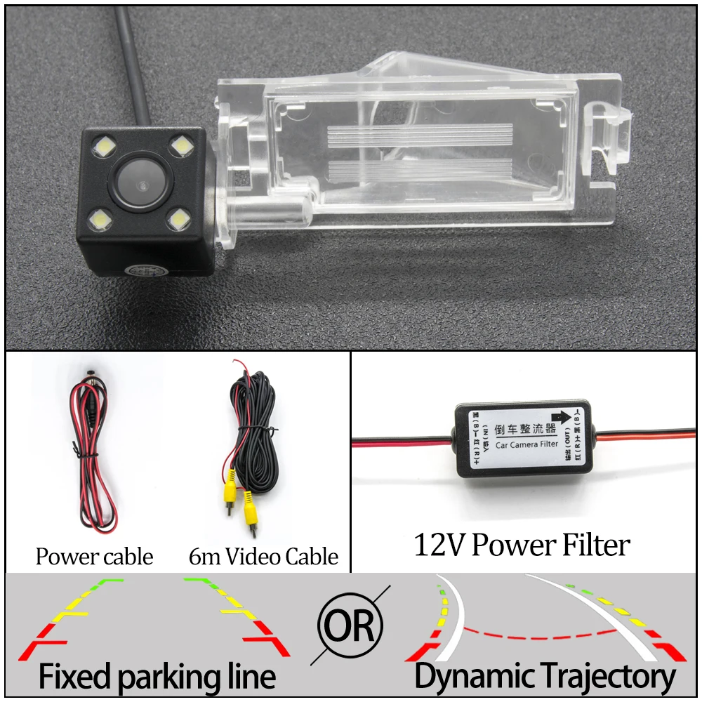 Фиксированная или динамическая траектория Автомобильная камера заднего вида для Dodge caliber Grand Caravan Journey JC JCUV автомобильные аксессуары для парковки - Название цвета: 4LED Camera N Filter