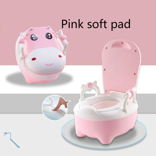 Pink B Детский горшок, сиденье для унитаза, мультяшное животное, для мальчиков и девочек, писсуар, тренировочный туалет, портативный, удобная спинка, постельное белье, детские горшки - Цвет: Pink B