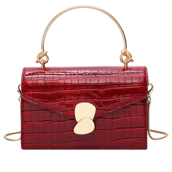 

New Mini Quality Leather Shoulder Messenger Bag Stone pattern Crossbody Bags For Women With Metal Handle Ladies' Travel Totes