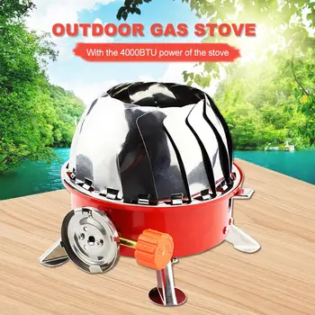 

Outdoor Gas Stove Lotus Furnace Tea and Water Boiling Heater Windproof Camping Furnace for Frying Grilling Boiling Stewing