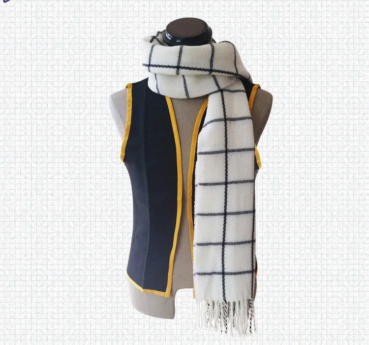 妖精的尾巴 魔导士 纳兹·多拉格尼尔 黑白格子毛呢加厚围巾现货35 (6)