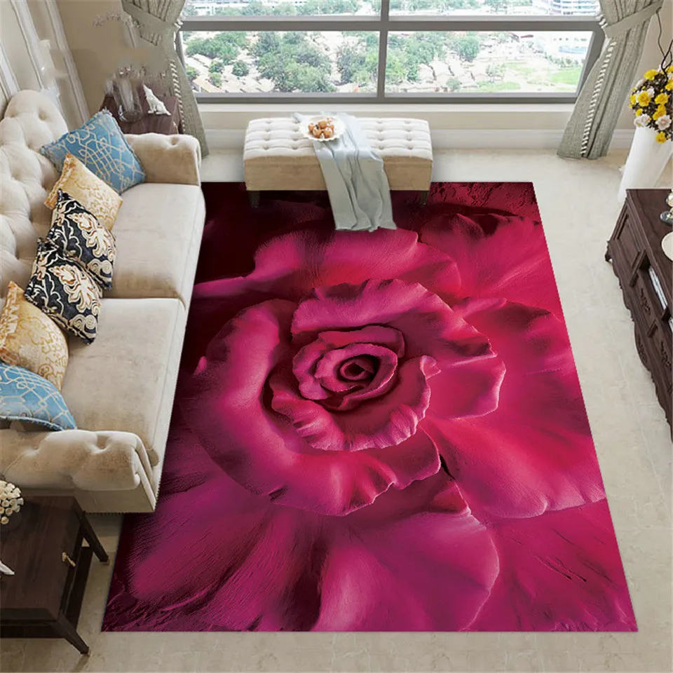 Wishstar Красный Розовый ковер Цветочный Коврик для гостиной диван ковер 3D Девичья комната рядом коврик кухонные коврики Нескользящие