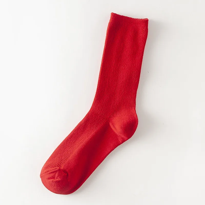 1 пара носков женские одноцветные веселые спортивные носки хлопковые носки удобные японские Harajuku черные белые носки для скейтборда - Цвет: Red