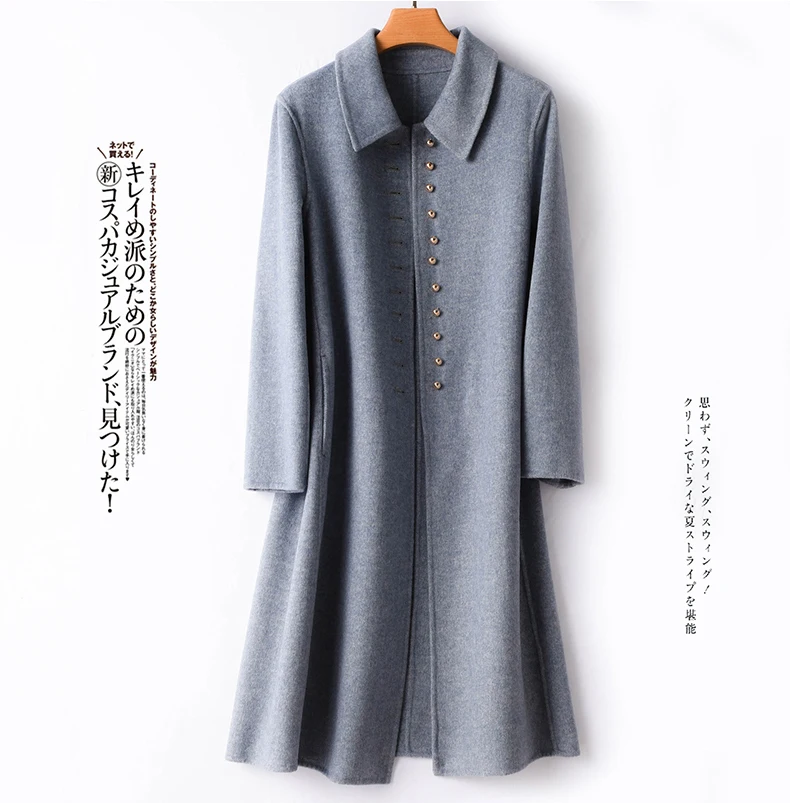 Зимнее пальто для женщин осень зима Cassic простое шерстяное длинное пальто Макси женский халат Верхняя одежда кашемировая шерстяная куртка Manteau Femme