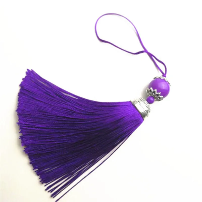 Purple Шелковистый брелок для ключей с кисточкой серьги декоративная подвеска Костюм Швейные изделия 10 шт YLM9945 - Цвет: Purple