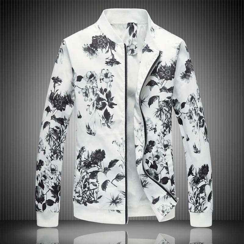 

2019 Spring Men's Jacket Prints, Plus Size Fashion Youth Jacket ,Summer Men's White Suits Coat M-5XL 6XL Dropshipping